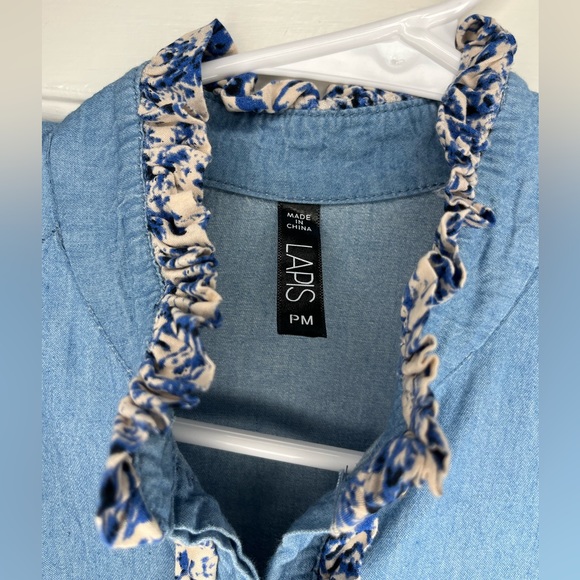 Lapis Embroidered Denim Dress Size M Petite - Picture 4 of 6